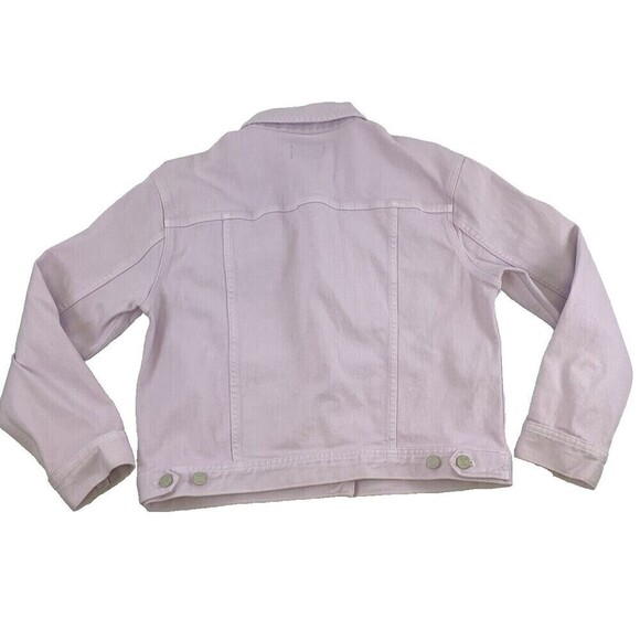 J Crew Garment Dyed Denim Jacket Pink Cropped L7219 Button Collared Women Medium - Picture 11 of 12